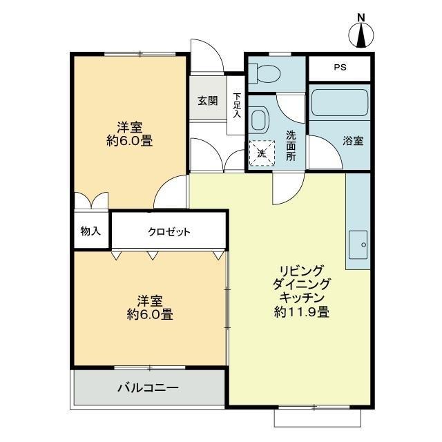 デイジー三条(2LDK/4階)の間取り写真