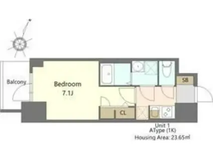 S-RESIDENCE阿波座BOUNCY(1K/2階)の間取り写真