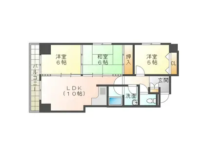 サンシティ苫小牧(3LDK/2階)の間取り写真