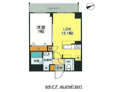 LASA大崎V(1LDK/2階)の間取り写真