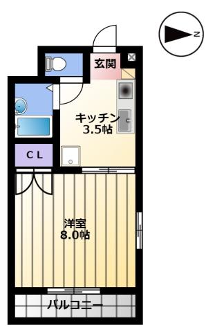 メゾン・ミッドヴィレッジ(1K/4階)の間取り写真