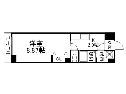 ＪＲ山陰本線 二条駅 徒歩17分 5階建 築9年(1K/3階)の間取り写真