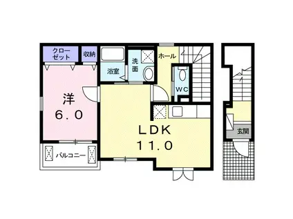 グランシャリオ・KII(1LDK/2階)の間取り写真