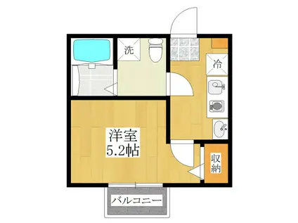 カリテス(1K/2階)の間取り写真