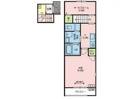 グランデ ブリリア(1SK/2階)の間取り写真