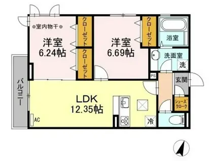 ソレイユM(2LDK/1階)の間取り写真