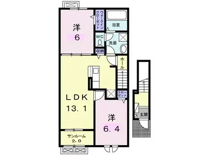 リベルラコッコD(2LDK/2階)の間取り写真