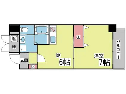 キューブリックコート(1DK/6階)の間取り写真