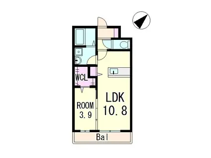 プリモヴィータ(1LDK/2階)の間取り写真