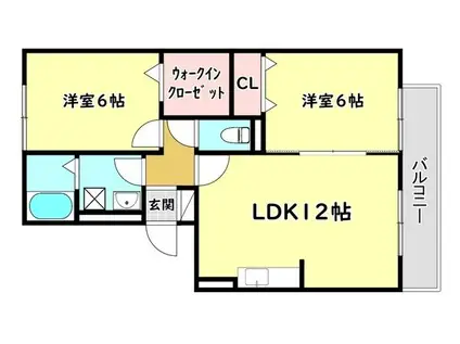 ラ・エスタシオンII・III II(2LDK/1階)の間取り写真