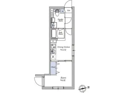 アトリオフラッツ南品川(1DK/2階)の間取り写真