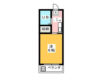 第2肥沼コーポ(1K/1階)の間取り写真