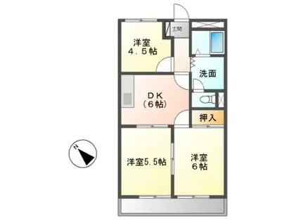 シルキータウン AB(3DK/1階)の間取り写真