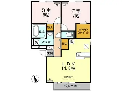 セレーノ 弐番館弐番館(2LDK/2階)の間取り写真