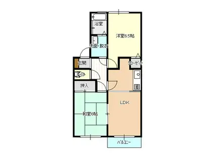 エスポワールB(2LDK/2階)の間取り写真