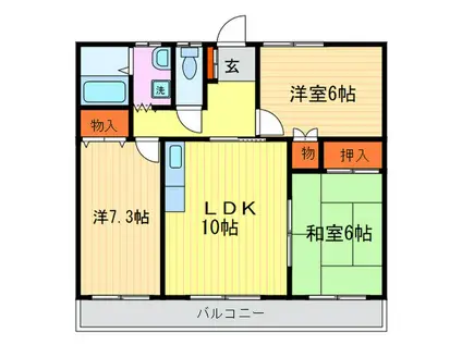 グランディ生野(3LDK/3階)の間取り写真