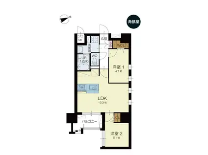 アースコートYSシティ室町(2LDK/5階)の間取り写真