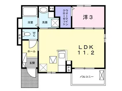 サンライズガーデン G(1LDK/1階)の間取り写真