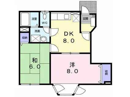 ファミリードエルⅠ(2DK/1階)の間取り写真