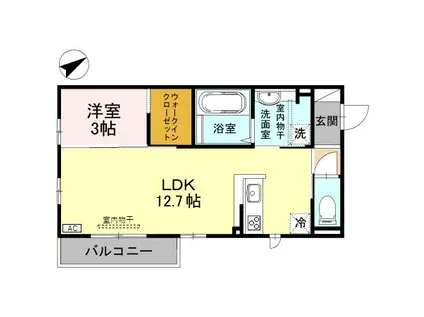 シャトー・ベルスーズ301(1LDK/3階)の間取り写真