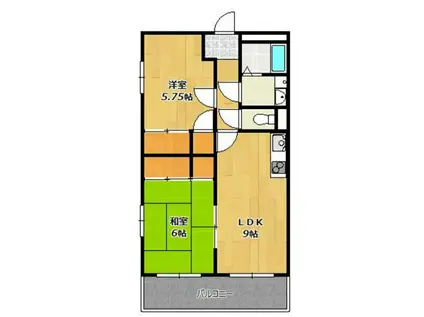 ラフェスタ二見(2LDK/4階)の間取り写真