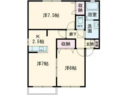 ディアコート(2LDK/1階)の間取り写真