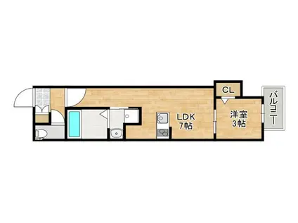 ハーモニーテラス杭全LL(1DK/2階)の間取り写真