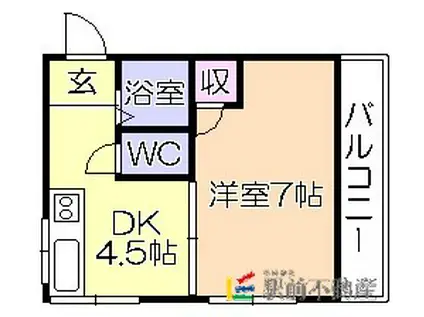 マロンハウス(1DK/2階)の間取り写真