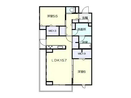 GRAND HILLS けやき(2LDK/1階)の間取り写真