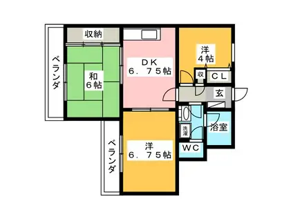 秋本マンション(3DK/3階)の間取り写真