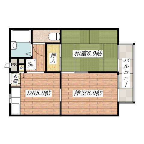 入江ハイツIII(2DK/1階)の間取り写真