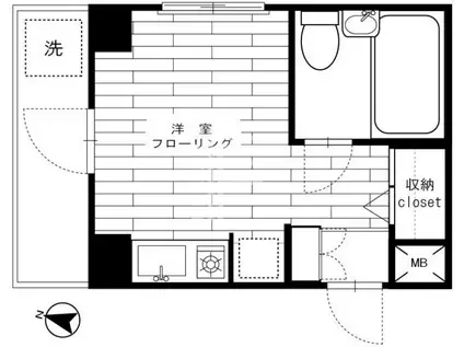 ボヌール大橋(ワンルーム/4階)の間取り写真