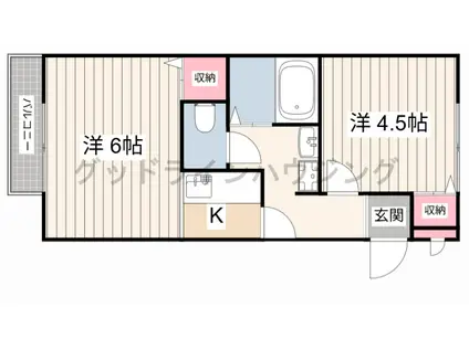 サンライフ・アイA棟(2K/1階)の間取り写真