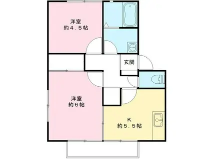 サンガーデン・カネコC(2DK/1階)の間取り写真