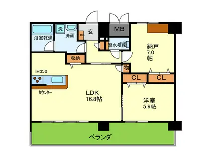 ベロフィオーレ宮之阪(1SLDK/5階)の間取り写真