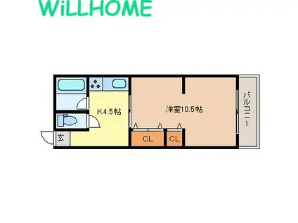 東紀コーポ(1LDK/1階)の間取り写真