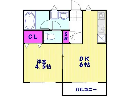 ガーデニアコートA(1DK/2階)の間取り写真