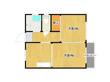 大産清水第2ビル(2DK/5階)の間取り写真