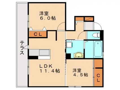 グランモア三苫III(2LDK/1階)の間取り写真