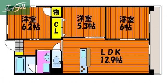 蔵用ハイツ(3LDK/2階)の間取り写真