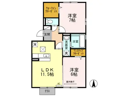 ユーエム・セイラ(2LDK/1階)の間取り写真