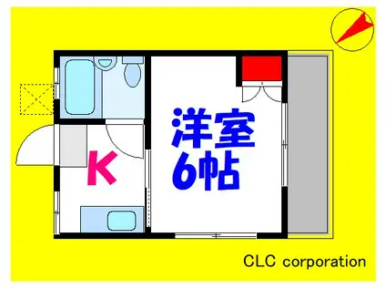 フラット渡辺(1K/2階)の間取り写真