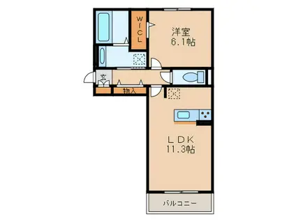 ティーガーデン レジデンス(1LDK/2階)の間取り写真