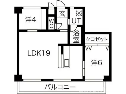 エヴァ摂津(2LDK/6階)の間取り写真