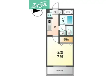 ラピスメドゥー(1K/1階)の間取り写真