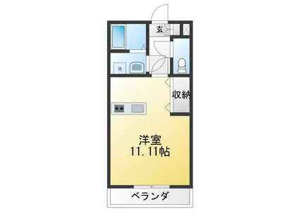 アドヴァンス三保(ワンルーム/2階)の間取り写真