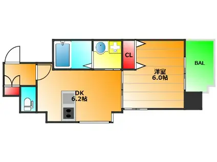 ギャラリー谷町(1DK/2階)の間取り写真