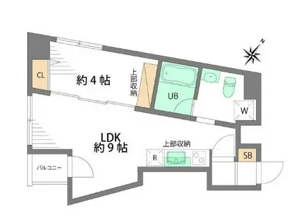 ジェムストーン高田馬場(1LDK/2階)の間取り写真