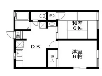 加藤ハイツ(2DK/1階)の間取り写真