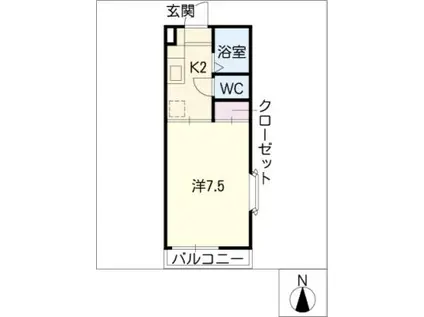 ジュネス吹上(1K/2階)の間取り写真